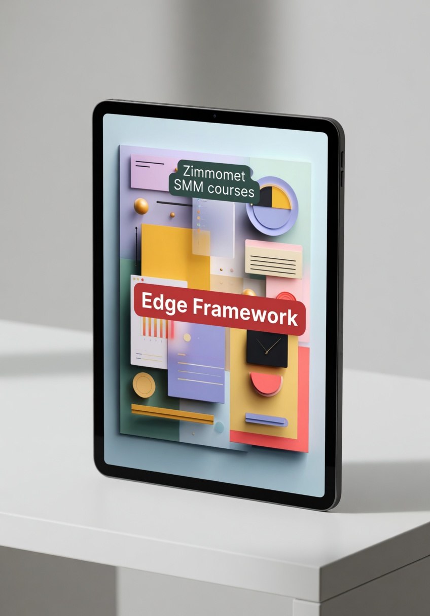Tablet displaying a colorful interface with 'Edge Framework' on a white surface