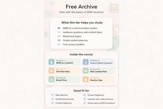 Free Archive course outline on a white background