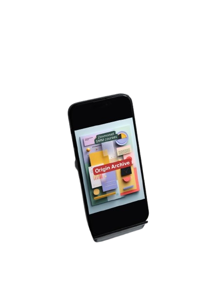 Smartphone displaying a colorful app interface on a white background