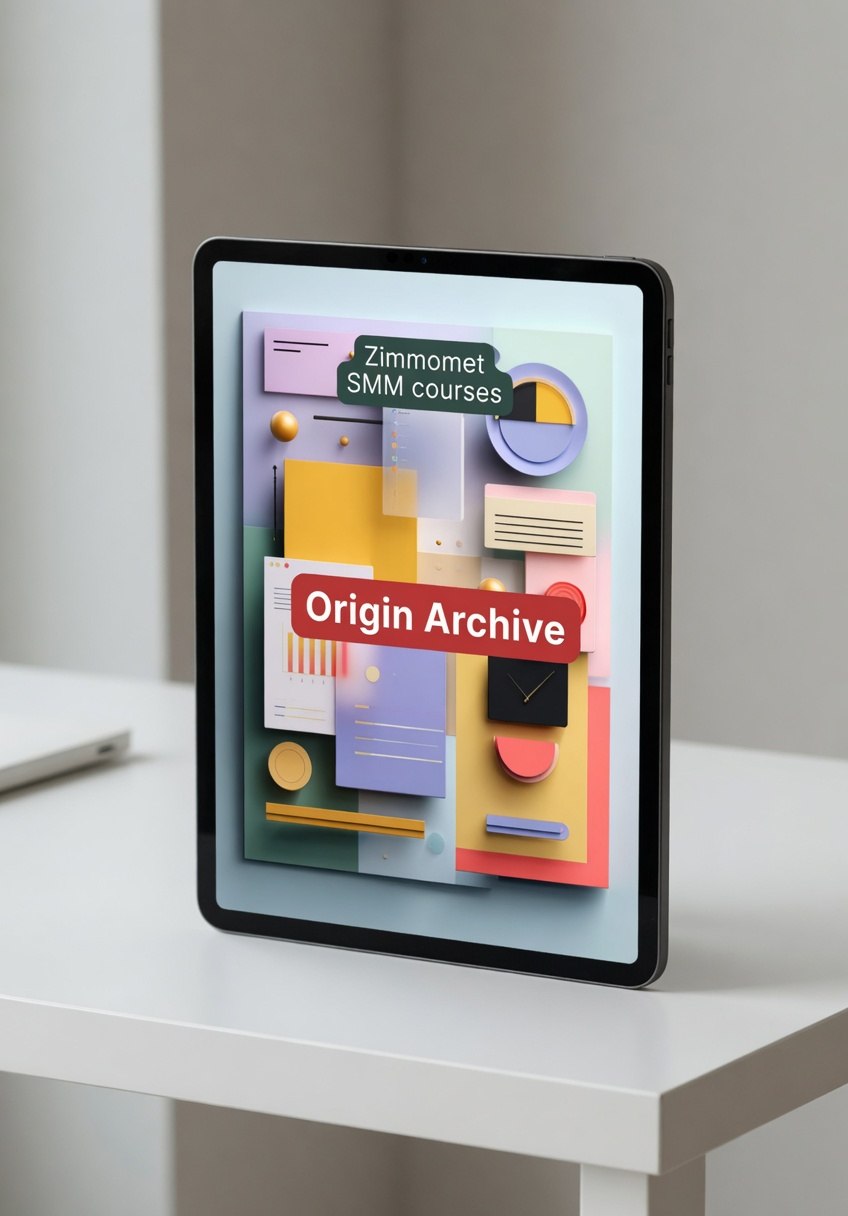 Tablet displaying a colorful app interface on a white surface